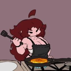 big_breasts cooking friday_night_funkin girlfriend_(friday_night_funkin) grilled_cheese scotttheguy15 tagme tight_apron video