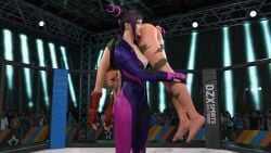 3d bare_legs barefoot cammy_white cammy_white_(street_fighter_6) carried carrying closed_eyes daz3d daz_studio defeated juri_han ots_carry over_the_shoulder ryona sleeping somnophilia starry_solace street_fighter unconscious