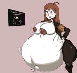 big_belly black_screen fertile hod_(lobotomy_corporation) lobotomy_corporation pregnant pregnant_female project_moon sassy_dolly sweat