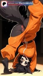 1girl 1girls 2026 ai_generated animal_ears artist_name black_hair boobs breasts bust chest electroworld hi_res high_quality high_resolution highres long_hair mal0 malo orange_bodysuit orange_kimono orange_pants orange_shirt orange_sweater patreon patreon_username scp-1471 scp-1471-a scp_foundation sharp_teeth solo stable_diffusion tail teeth tits watermark