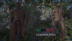 3d big_penis bnwo dark-skinned_male dark_skin jungle large_penis male male_only multiple_boys muscular muscular_male outdoors penis pubic_hair taikakettu twitter_link twitter_username veiny veiny_penis