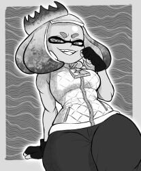 female greyscale kwalker1009 looking_at_viewer pearl_(splatoon) solo splatoon