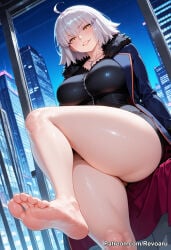 1girl ai_generated big_breasts fate/grand_order fate_(series) female jeanne_alter jeanne_d'arc_alter_(fate) mature_female revoaru silver_hair thick_thighs thighs