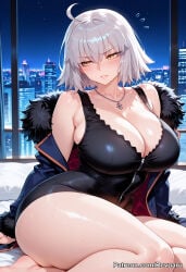 1girl ai_generated big_breasts fate/grand_order fate_(series) female jeanne_alter jeanne_d'arc_alter_(fate) mature_female revoaru silver_hair thick_thighs thighs