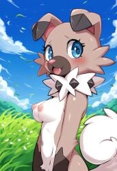 big_tits breasts naked nude nude_female pokemon rockruff tits