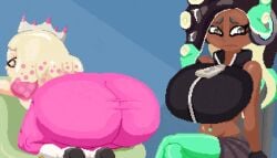 animated animated_gif big_ass big_breasts character_request fat_ass gif huge_ass huge_breasts large_breasts marina_(splatoon) off_the_hook_(splatoon) pearl_(splatoon) spinneborg splatoon splatoon_2 tagme wardrobe_malfunction