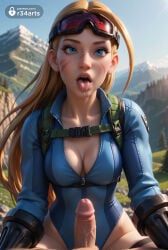 1boy 1boy1girl 1girls ahoge ai_generated alternate_costume alternate_hairstyle artist_name blonde_hair blue_eyes blue_jacket blue_leotard blurry breasts cammy_white capcom cleavage collarbone day erection female gloves goggles goggles_on_head hetero hi_res highleg_leotard leotard lips long_hair looking_at_viewer medium_breasts open_mouth outdoors patreon_username penis pov r34arts saliva scar sky solo_focus street_fighter street_fighter_v tongue tongue_out uncensored unzipped zipper zipper_pull_tab