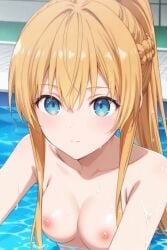 ai_generated armpits artemisia_bell_ashcroft blue_eyes british_female date_a_live in_water indoors light-skinned_female nude_female nude_filter orange_hair tagme tile_floor tile_wall