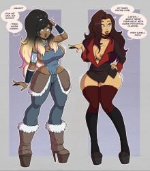 2girls alternate_version_available asami_sato ass avatar_the_last_airbender big_ass big_breasts bimbofication black_hair blonde_hair breast_expansion breasts breasts_bigger_than_head breasts_out brown_hair bubble_ass bubble_butt dark-skinned_female dark-skinned_male dialogue english_text female female_only gay_to_straight hair_color_change hair_covering_one_eye huge_breasts hypnosis korra large_ass large_breasts large_hips light-skinned_female light_skin multiple_girls purple_hair skimpy skimpy_bikini slutification speech_bubble stupid_looking tan_skin text the_legend_of_korra transformation transformation_sequence whore whores wrenzephyr2