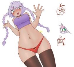 angry_birds blush half_naked humanized looking_at_viewer looking_down luci_star no_background panties red_(angry_birds) shocked shy silver_(angry_birds) visible_pussy