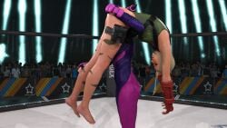 3d bare_legs barefoot cammy_white cammy_white_(street_fighter_6) carried carrying closed_eyes daz3d daz_studio defeated juri_han ots_carry over_the_shoulder ryona sleeping somnophilia starry_solace street_fighter unconscious