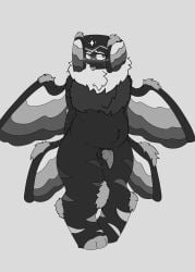 angel_wings anthro cute femboy fluffy furry? glowing_tail_tip grace_(roblox) john_grace_(grace) knotted_penis monochrome paws roblox shy sinner_(grace) small_penis toungue_out