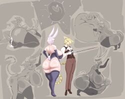 after_sex armwear ass bean_bag blonde_hair blowjob blue_eyes breast_sucking breasts_bigger_than_head bunny_ears bunny_girl bunny_tail cat_ears cat_tail catboy commission commissioner_upload covered_eyes cum cum_leaking duo full_body fully_clothed hugging_from_behind humanoid impregnation larger_female male/female nyest_(castellangaming) oc rapier short_hair sketch smaller_male sperm_meets_ovum stockings striped_tail tongue_out vaginal_penetration voluptuous white_hair