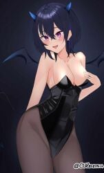 1girls 2d 2d_(artwork) 2d_artwork arm_behind_back average_breasts background black-haired_female black_background black_hair black_legwear black_leotard black_pantyhose black_stockings black_tail black_tights black_topwear black_wings blue-haired_female blue_hair blue_horn blue_horns blush_face blushing blushing_at_viewer blushing_female breasts cleavage collarbone cul82877514 curvaceous curvaceous_body curvaceous_female curvaceous_figure curvaceous_hips curvy curvy_body curvy_female curvy_figure curvy_hips dark_hair digital digital_art digital_drawing digital_drawing_(artwork) digital_media digital_media_(artwork) drawing ear_piercing earrings female female_focus female_only fingernails fingers flushed flushed_face groin hair_between_eyes hand_behind_back hand_on_breast hand_on_chest hand_on_own_breast hand_on_own_chest head_tilt horn horns ichinose_uruha inframammary_fold inguinal_crease inguinal_ligament lean_figure legwear leotard looking_at_viewer medium_breasts monotone_background multicolored_hair narrow_waist open_mouth open_mouth_smile pantyhose parted_lips pierced_ear plain_background portrait posing posing_for_the_viewer purple-eyed_female purple_eyes short_hair shoulders slender_body slender_waist slim_female slim_waist smile smiley_face smiling smiling_at_viewer solo standing stockings tail thick_thighs thighs tights tilted_head titsbreasts tongue topwear touching_breast touching_chest upper_body virtual_youtuber vspo! vtuber vtuberfanart wide_hips wings youtuber youtuber_girl