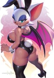 1girls ai_assisted ai_edit ai_generated anthro bare_back bare_shoulders bat bat_ears bat_wings big_ass big_breasts big_ears blue_eyes boots breasts clothed clothed_female edit eyeliner female female_focus female_furry female_only furry furry_female furry_only gloves grok heel_boots heels huge_breasts huge_ears large_breasts long_sleeve_gloves looking_at_viewer looking_back looking_back_at_viewer pakwan008 playboy_bunny playboy_outfit rouge_the_bat slim_waist smile smiling solo solo_female solo_focus sonic_(series) sonic_the_hedgehog_(series) suggestive sweat sweaty tail thick_thighs thighs white_gloves wide_hips