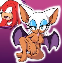 bat_girl boobs breasts citrus1694 echidna knuckles_the_echidna naked naked_female nude nude_female rouge_the_bat sonic_(series) sonic_the_hedgehog_(series) sticking_out_tongue sticking_tongue_out tagme tits tongue_out