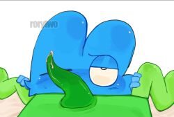 1boy 1other ass_licking battle_for_bfdi battle_for_dream_island bfb bfdi blue_body cum cum_in_penis genitals green_body non-human non-human_only nonbinary tentacle_dick the_power_of_two tpot