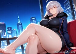 1girl ai_generated big_breasts fate/grand_order fate_(series) female jeanne_alter jeanne_d'arc_alter_(fate) mature_female revoaru silver_hair thick_thighs thighs