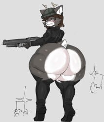 2026 bell_(bellum32) blush deer furry large_ass partially_clothed shotgun tagme weapon