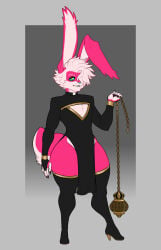 2026 anthro armwear black_clothing black_legwear black_thigh_boots black_thigh_highs boots bridal_gauntlets bulge censer chain cleavage_cutout clerical_collar clothed clothing colored_nails countershading cutout femboy footwear fur gold_(metal) gradient_background green_sclera hair hair_over_eye hi_res high_heeled_boots high_heels lagomorph legwear leporid male mammal mr.pink nails pelvic_curtain pink_body pink_fur pink_nails priest pwink_(mr.pink) rabbit religious_clothing sharp_nails shoes simple_background skimpy solo standing thick_thighs thigh_boots thigh_highs white_body white_countershading white_fur white_hair wide_hips yellow_eyes