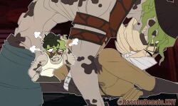 1boy 1girls 2026 alternate_version_at_source animation baggy_pants balls belly_button blush breasts_out censored closed_eyes dark-skinned_female demon demon_boy demon_slayer from_behind_position gif gritting_teeth gyutaro hashira human kimetsu_no_yaiba lash_benaio_(artist) laying_down leg_up light-skinned_male loop mask masked_female nipples no_sound not_ai_generated oc on_side original_character penis pubic_hair pussy pussy_juice rasshu_benaio ripped_clothes self_insert shirtless_male short_playtime stubble twitter twitter_source uncensored_version_available vaginal watermark