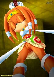 bbmbbf bottomless captured femsub from_below furry hands_over_head innie_pussy mobius_unleashed no_anus no_panties palcomix sega skirt_lift sonic_(series) tied_hands tikal_the_echidna