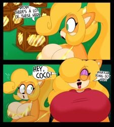 3barts big_breasts coco_bandicoot crash_(series) english_text gold_bikini tawna_bandicoot wide_hips