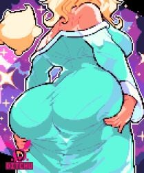 1girl 1girls 2026 2d 2d_(artwork) artist_logo artist_name ass ass_focus back_view big_ass big_butt blonde_hair blue_dress booty booty_focus bottom_heavy bubble_ass bubble_butt butt butt_focus clothing digital_media_(artwork) ditchu female female_focus female_only hand_on_ass hand_on_butt hi_res highres luma mario_(series) nintendo pixel_art princess_rosalina star super_mario_bros. super_mario_galaxy text video_games watermark