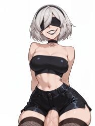 1futa 1futanari ai_generated ass big_ass big_breasts big_butt big_hips big_penis black_eyeshadow black_lip black_lips black_lipstick black_makeup black_shorts blindfold blindfolded breasts cleavage clothed clothing crazy_eyes crazy_smile dick dickgirl eyebrows eyelashes futa_only futanari goth goth_futa goth_girl goth_makeup gothic gothic_girl gothified grin grinning grinning_at_viewer hair hair_ornament huge_cock indoors lips long_hair looking_at_viewer makeup mole mole_under_mouth narrow_waist narrowed_eyes nier nier:_automata nier_(series) nose penis shorts smooth_balls smooth_penis smooth_skin solo solo_dickgirl solo_focus solo_futa solo_futanari testicles thick_thighs thighhighs thighs velfur_(artist) white_hair yorha_2b