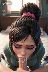 1boy 1boy1girl 1girls ai_generated artist_name asian bed bedroom black_hair blowjob_while_penetrated breasts closed_eyes clothed_female_nude_male cum cum_in_mouth disney erection eyeshadow fellatio female gumroad_username hair_ornament hairclip hetero hi_res hood hoodie indoors kneeling lips lipstick makeup mascara nose oral patreon_username penis pink_scrunchie ponytail pov r34arts realistic saliva scrunchie socks solo_focus striped_clothes striped_socks striped_thighhighs testicles thighhighs uncensored vanellope_von_schweetz watermark web_address wreck-it_ralph