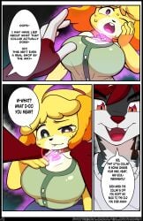 animal_crossing artifact_the_fox big_breasts biting_lip biting_own_lip black_fur black_nose blonde_hair brainwashed brainwashing canine clothed collar collar_tag comic comic_page corrupted corruption dialogue dog_girl dominant_male dress_shirt evil_face evil_grin evil_look eyelashes femsub floppy_ears fox fox_boy furry glowhorn glowing glowing_collar glowing_eyes green_eyes green_shirt hair_tie hair_up hand_on_face hand_on_own_face hands_on_shoulders heart_symbol heart_tag hypnosis hypnotized imminent_sex isabelle_(animal_crossing) looking_at_viewer looking_down looking_pleasured magic maledom mind_alteration mind_control nervous open_mouth orange_eyes pink_eyes ponytail red_fur red_hair red_nose scared secretary sharp_teeth short_sleeves shortstack shuddering simple_background size_difference speech_bubble submissive_female surprised sweat sweatdrop t-shirt talking_to_another tongue white_fur white_hair white_shirt yellow_fur