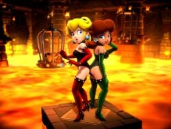 absurd_res accurate_art_style alternate_version_at_source mario_(series) onmodel3d princess_daisy princess_peach self_upload slave_outfit tagme