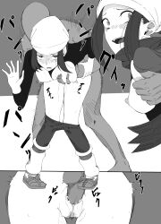 1boy1girl 1girls 2021 akari_(pokemon) blush clothed clothed_rape clothing doggy_style doggystyle faceless_male footwear forced game_freak grabbing_from_behind hat headgear headwear keiz looking_at_partner medium_hair monochrome nintendo open_mouth penis pokemon pokemon_legends:_arceus pussy pussy_juice rape ripped_clothes ripped_clothing shivering thighs tight_clothing