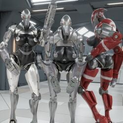 3d 3d_(artwork) 3d_render battle_droid big_breasts female red_eyes robot robot_girl soundpunk501 star_wars thick_thighs