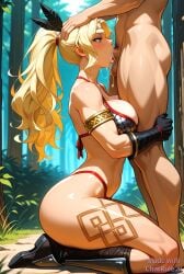 1boy 1boy1girl 1girls ai_generated all_the_way_to_the_base big_breasts blowjob breasts busty cfnm clothed clothed_female clothed_female_nude_male clothing cum cum_drip cum_dripping cum_in_mouth cum_in_nose cum_in_throat cum_on_breasts cumdrip deep_blowjob deep_throat deepthroat face_fuck face_fucking fellatio female forest hand_on_head head_grab huge_breasts irrumatio kneeling kneeling_female kneeling_oral_position male oral oral_penetration oral_sex ponytail straight tattoo tattooed_arm