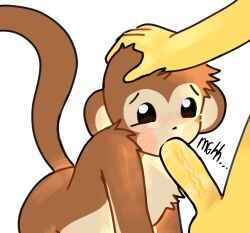 blushing cock_in_mouth jandel jandelxsammy monkey roblox robloxian saliva_on_penis spydersammy