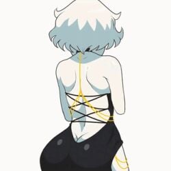 albina_(tidal) ass black_dress sideboob tidal_(artist) voluptuous_female white_skinned_female