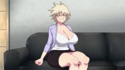 1girl bakugou_mitsuki boku_no_hero_academia bokuman casting_couch couch milf mitsuki_bakugou my_hero_academia non-web_source short_hair sitting waifuhub