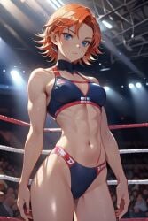 1girls ai_generated codestormcynet nora_valkyrie orange_hair rwby wrestling_outfit