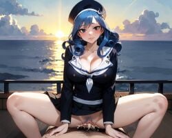 ai_generated boat cleavage fairy_tail juvia_lockser partial_male payop sailor sea vaginal_sex