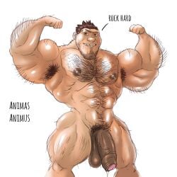 20th_century_fox 20th_century_studios animasanimus armpit_hair balls bara big_penis body_hair dreamworks facial_hair flaccid flexing grug_crood male male_only muscles muscular nude penis solo solo_male the_croods universal_studios