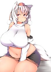 bbw belly_overhang big_belly big_breasts big_female blush chubby chubby_female embarrassed fat fat_ass fat_female fat_fetish fat_girl fat_woman fatty large_female momiji_inubashiri overweight overweight_female plump pork_chop shishi_juuroku thick_thighs touhou weight_gain