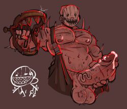 bara bara_tiddies bara_tits barazoku bear_trap bileshroom cock dbd dead_by_daylight evan_macmillan fanart horror huge_cock killer male_only nightmare_husbando nsfwshroom penis precum scars_all_over shrapnel_in_penis solo_male the_trapper