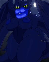 anthro ass big_butt breasts disgusting dragon dreamworks female how_to_train_your_dragon hyper hyper_lips lips m4n moon night_fury rule_63 scalie sky solo thick_lips thick_thighs toothless western_dragon wide_hips