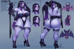 ass big_ass big_breasts edemevas high_heels multicolored_hair pale_skin red_eyes reference_sheet thong_leotard umbra_(jinedem) vampire