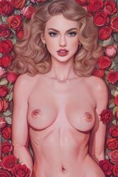 ai_generated ai_reworked awaiting_sex bed_of_roses celebcartoonizer celebrity date_night nude realistic roses small_breasts taylor_swift