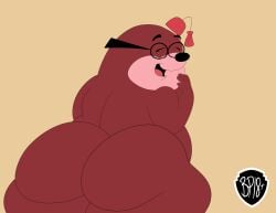 anthro big_ass big_butt blastprocessing16 brown_fur bubble_ass bubble_butt cartoony glasses hanna-barbera hat hi_res laughing mammal mole mole_(animal) morocco_mole secret_squirrel_show