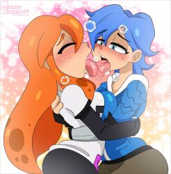 blush female_only french_kissing heavy_breathing human_meggy kissing meggy_spletzer meta_runner moisesgrafic smg4 tari_(smg4) tongue_kiss yuri