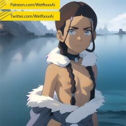 1girls ai_generated avatar_legends avatar_the_last_airbender blue_eyes braid breasts brown_hair clothed female hand_on_hip katara nature nature_background nickelodeon partially_clothed partially_nude petite petite_body petite_female petite_girl slim slim_waist small_breasts smile smiling solo stable_diffusion teen teen_girl teenage_girl teenager tits_out topless topless_female water water_tribe wetfixxxai young younger_female