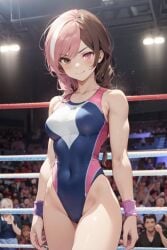 1girls ai_generated codestormcynet heterochromia multicolored_hair neo_(rwby) rwby wrestling_outfit